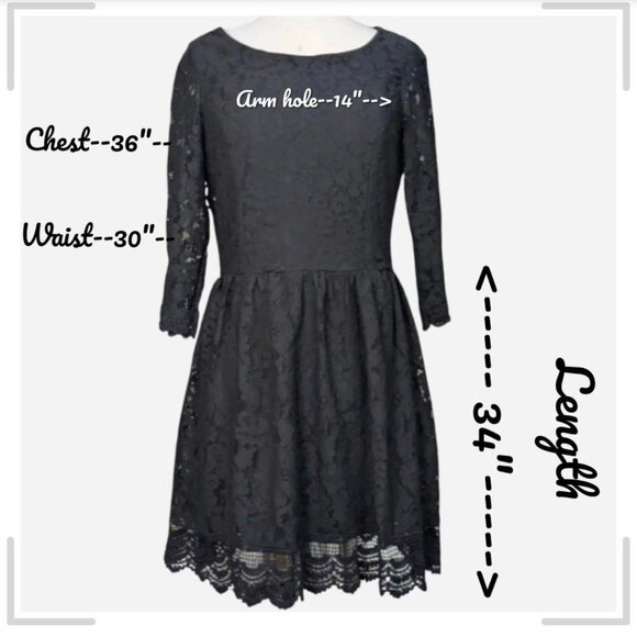 Black Lace Babydoll Dress Vintage Goth Dress - L - Picture 8 of 8